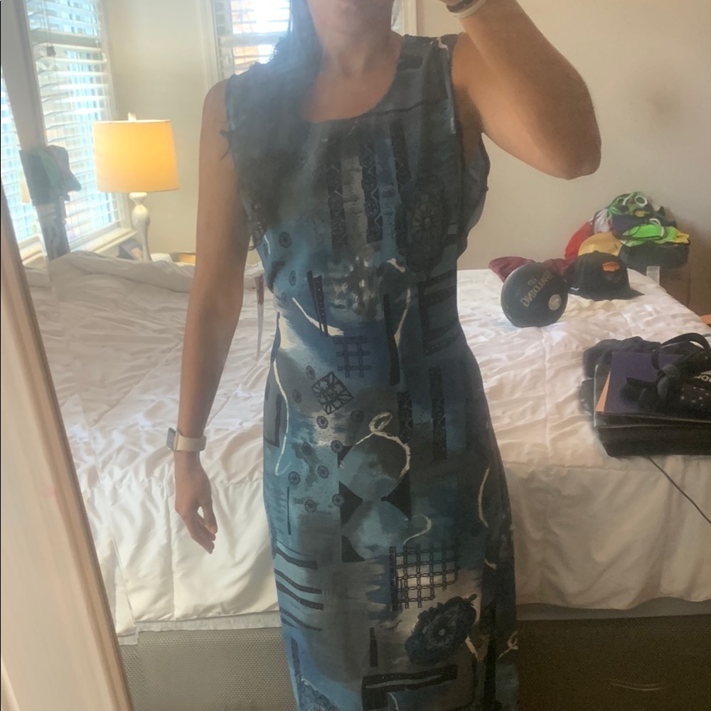 Blue Patterned Maxi Dress - Picture 8 of 8